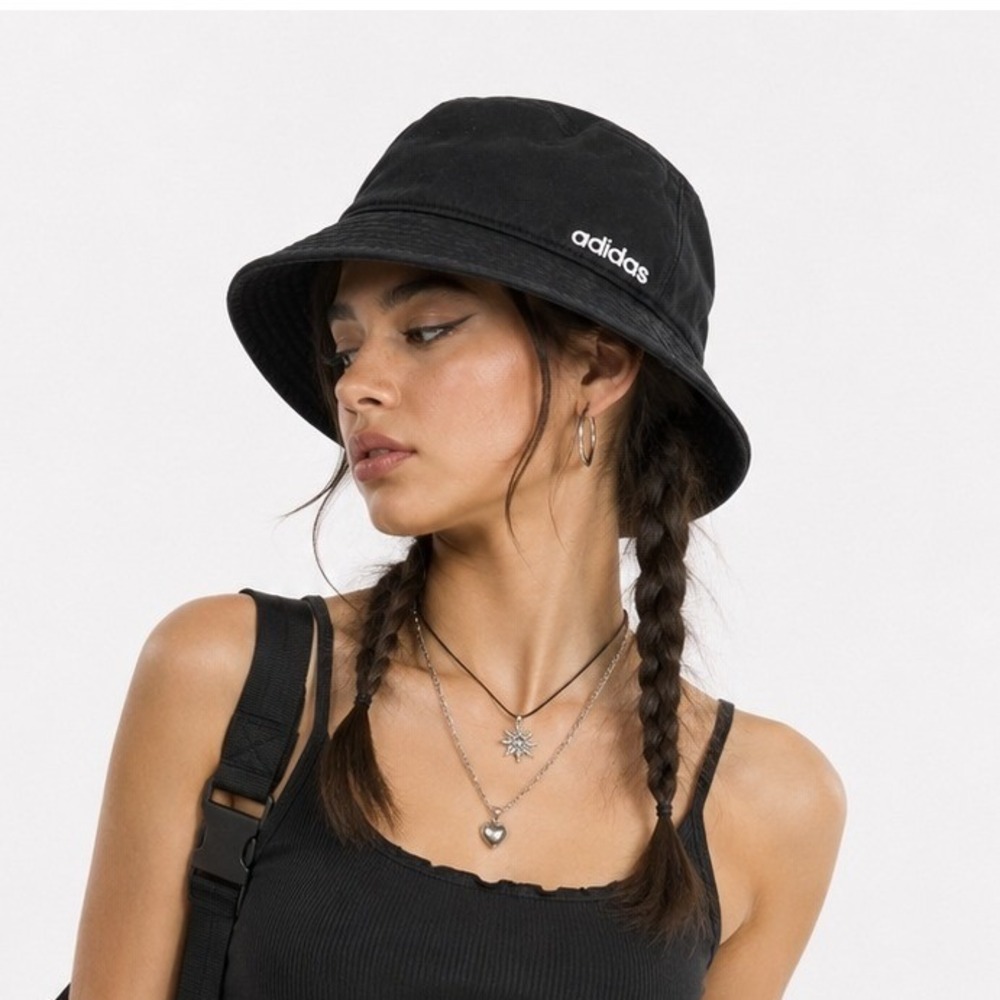 Adidas Black AEROREADY Bucket Hat OS Streetwear Y2K Sport Logo Cap